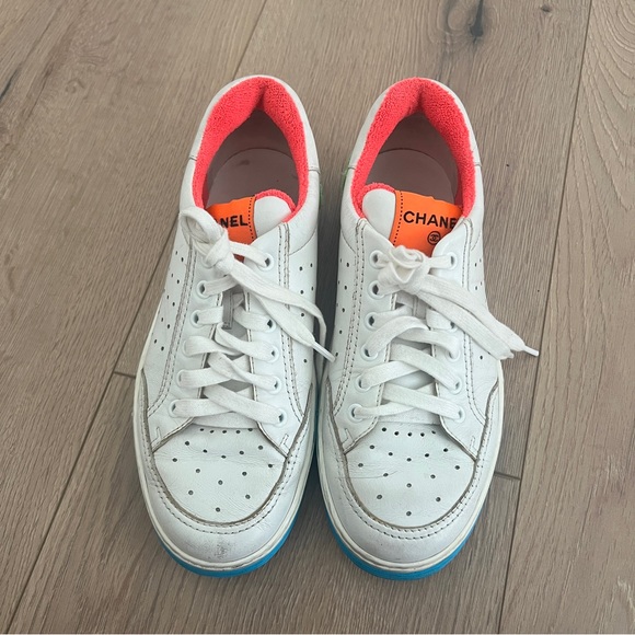 RARE Chanel Neon Sneakers - Blue Pink Yellow 37 with box - Picture 5 of 11